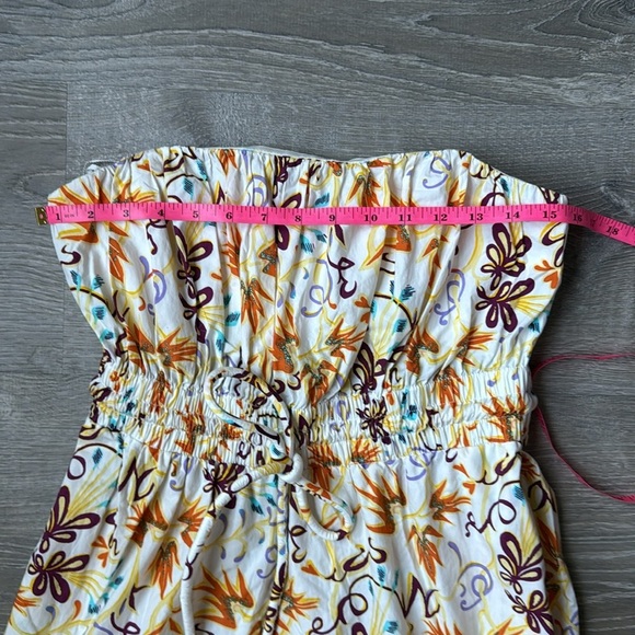 A.L.C. Clark Vibrant Multicolor Floral Strapless Cotton Midi Dress 4 - Picture 8 of 12